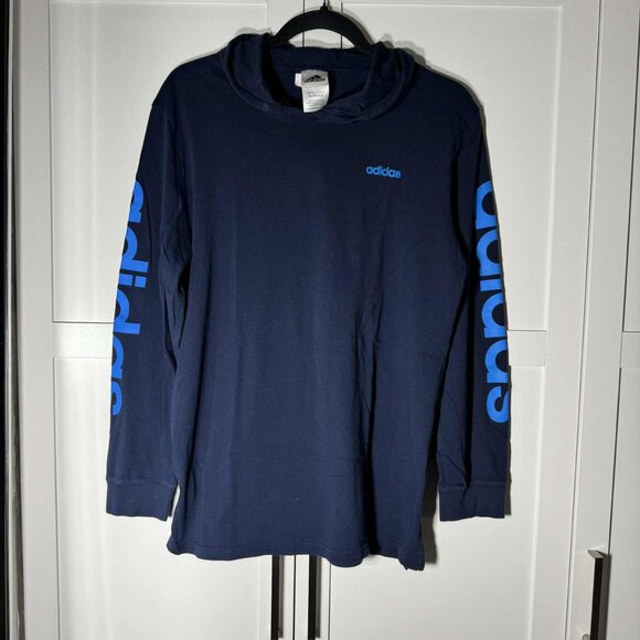 Adidas Men Sweater Hoodie Light Pull over Dark Blue XL - Picture 2 of 7